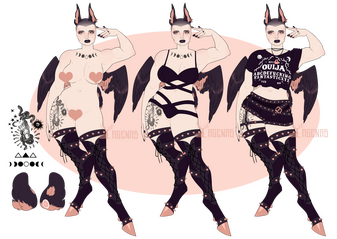 Base Custom ($60) + 2 simple outfits + simple prop + complexity fee (tattoo)